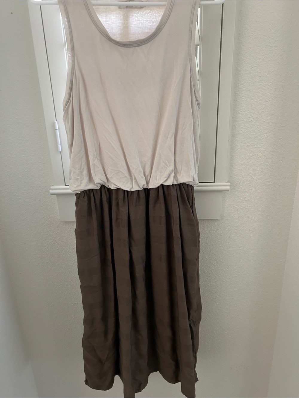 Prana Two-Tone Maxi Dress in Cream and Brown